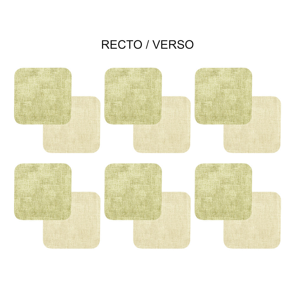 Set de 6 dessous de verre carré verte beige Table passion - Mathon - 1