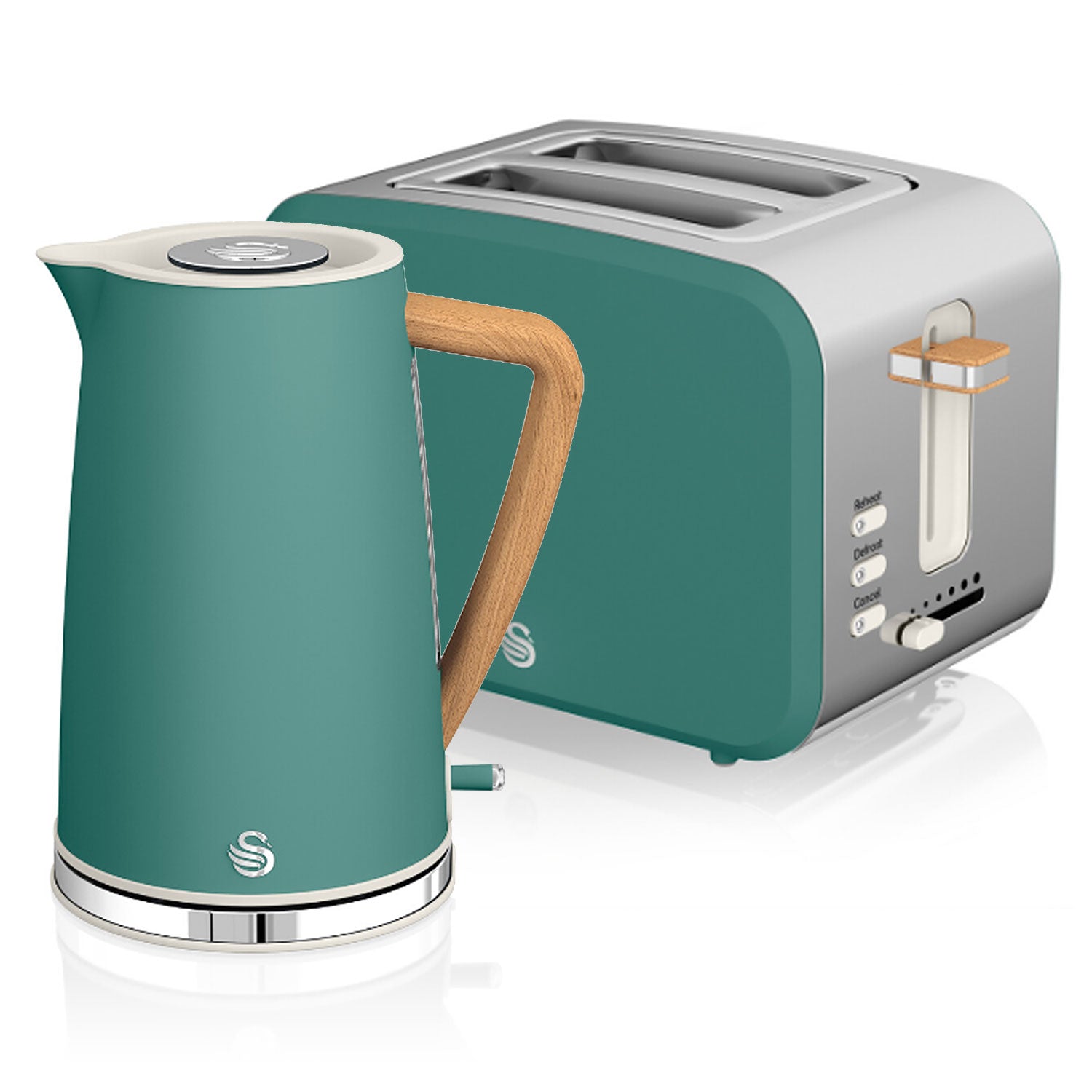 Set petit-déjeuner Bouilloire sans fil 1,7 L grille-pain 2 Nordic Blanc  Vert STP2090GRENEU - Mathon - 1