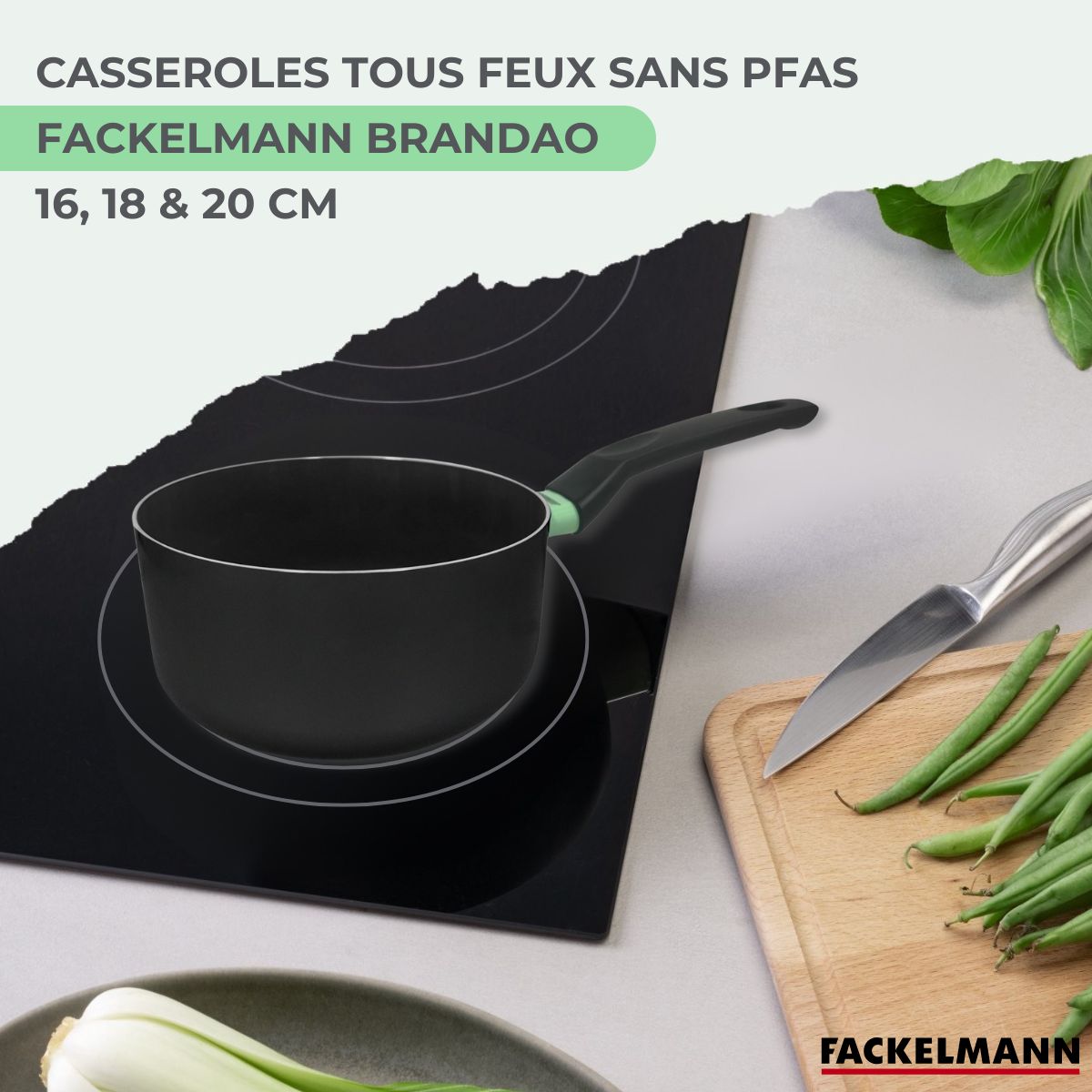 Set de 3 casseroles antiadhésives céramique 16, 18 et 20 cm  Brandao Fackelmann - Mathon - 2