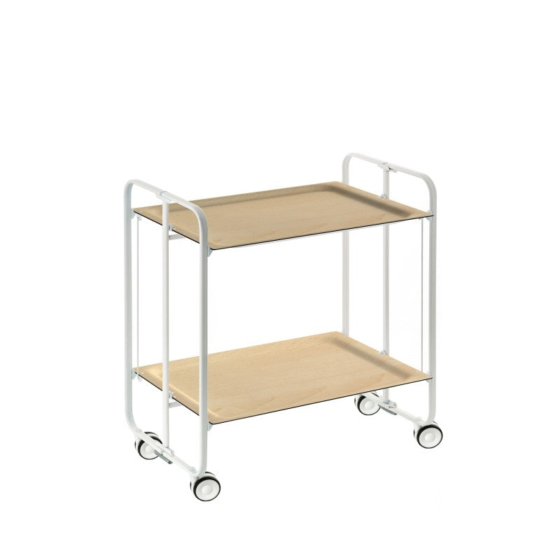 Desserte pliante 2 niveaux avec roulettes – structure blanche, bauhaus Don Hierro - Mathon - 1