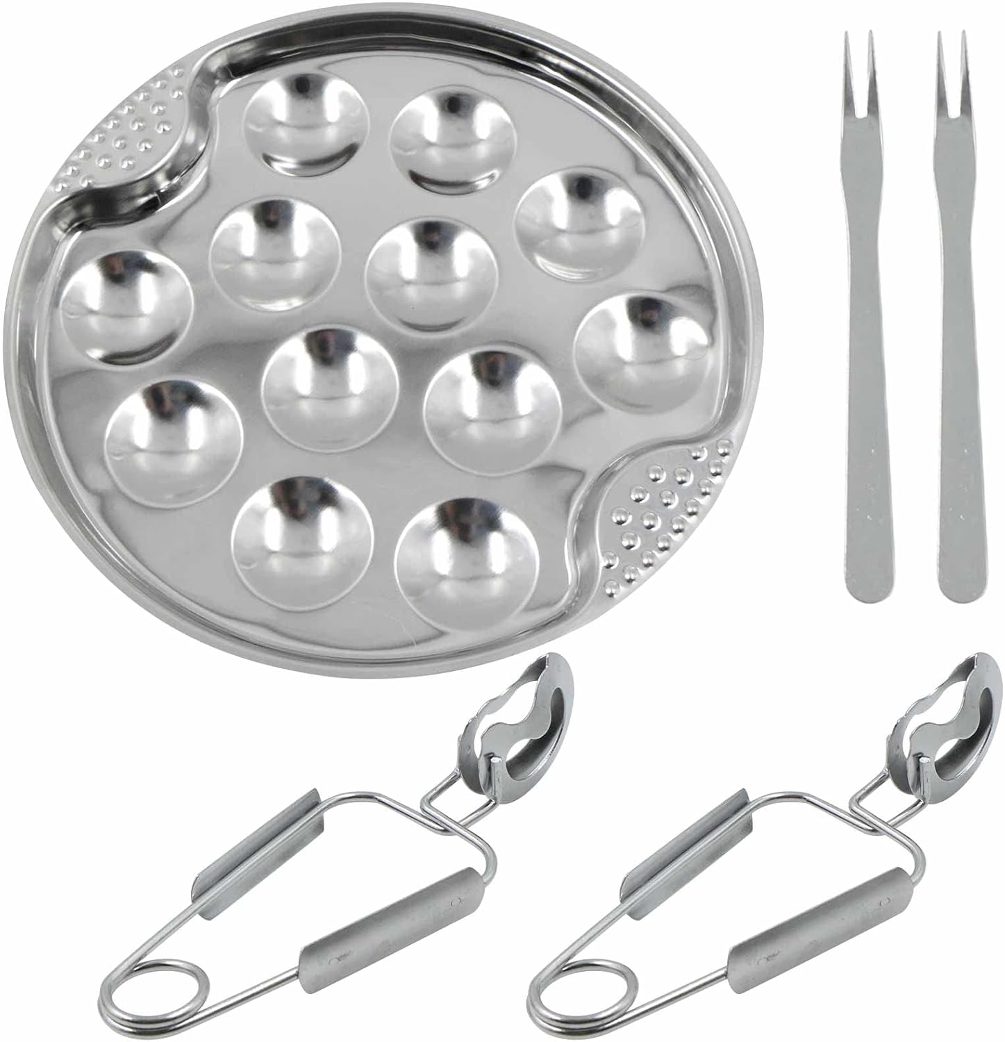 Assiette à escargots inox 12 trous – Fourchette incluse Vendos85 - Mathon