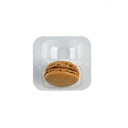 50Pcs - Insert plastique PET transparent 2 macarons avec fermeture clipsable  69x64x23mm FirstPack - Mathon - 1