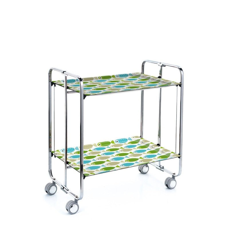 Desserte pliante 2 niveaux avec roulettes – structure chromée, bauhaus Don Hierro - Mathon - 1