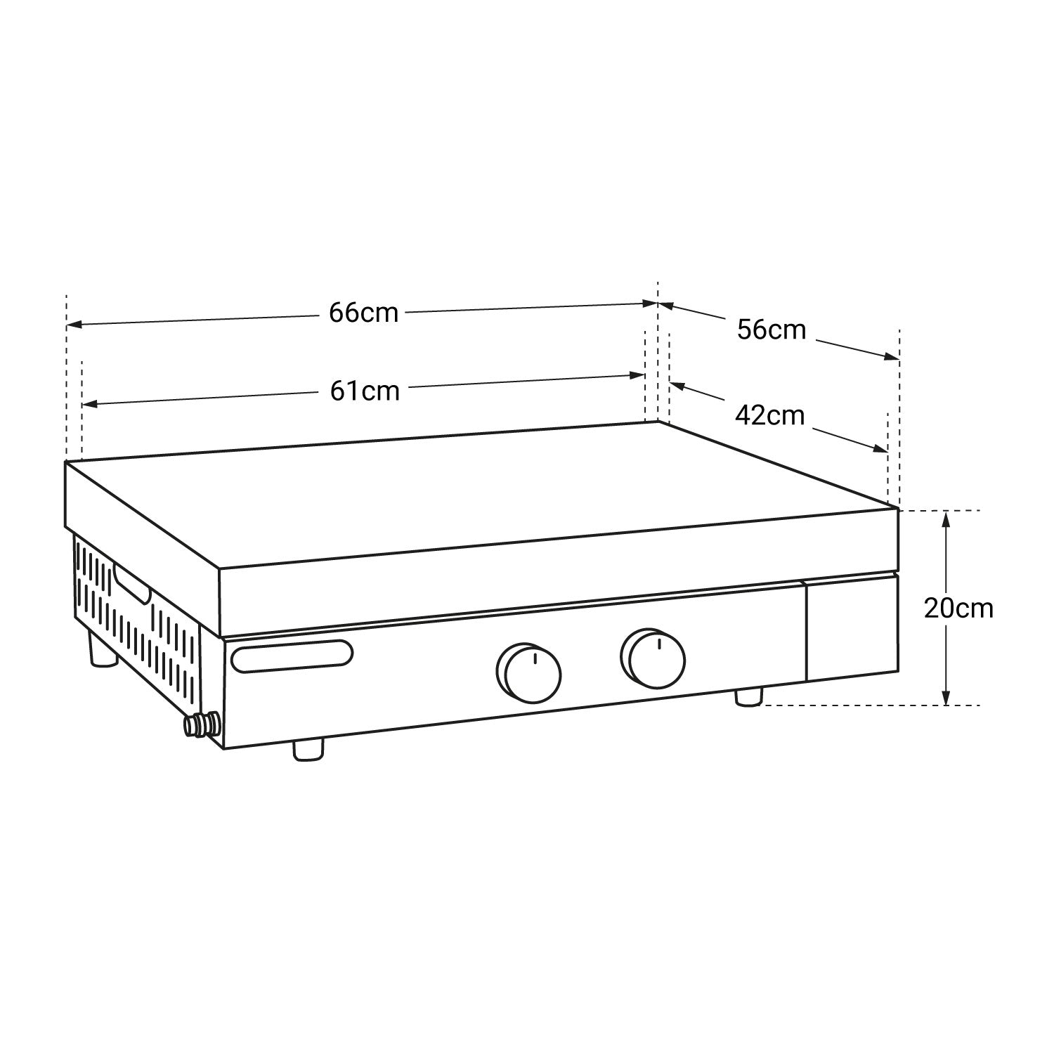 Plancha gaz en fonte FINESTA - 2 brûleurs Cook