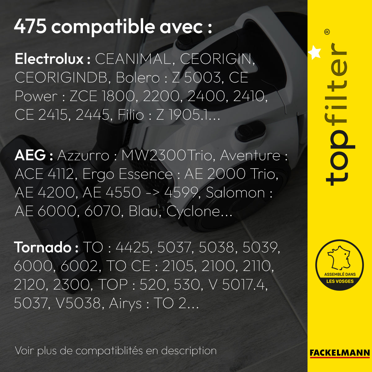 Lot de 4 sacs aspirateur Tornado et AEG TopFilter Premium TopFilter - Mathon - 2