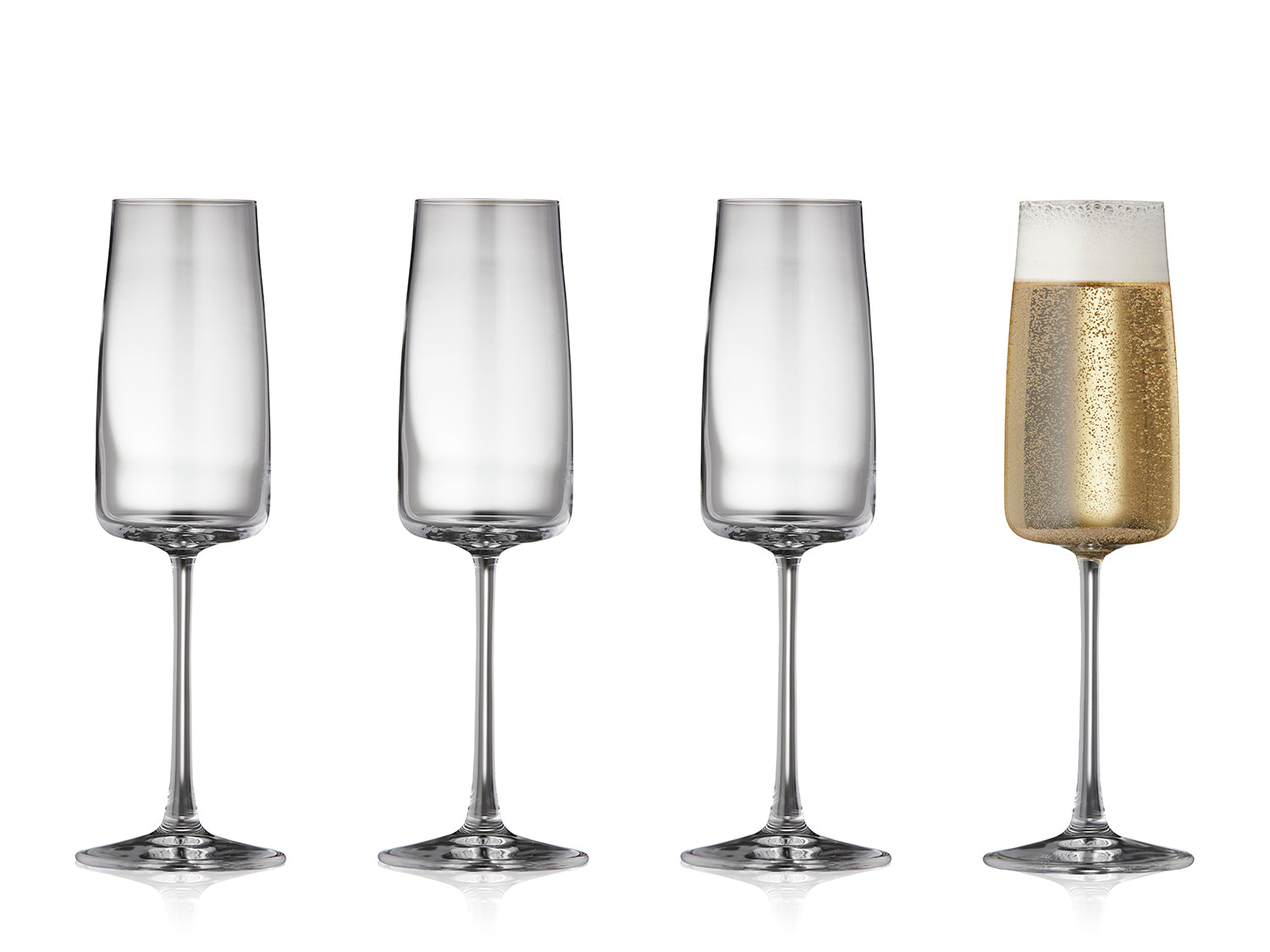 Set de 4 flûtes à champagne ZERO 30cl en cristal sans plomb Transparent Lyngby Glas - Mathon - 1