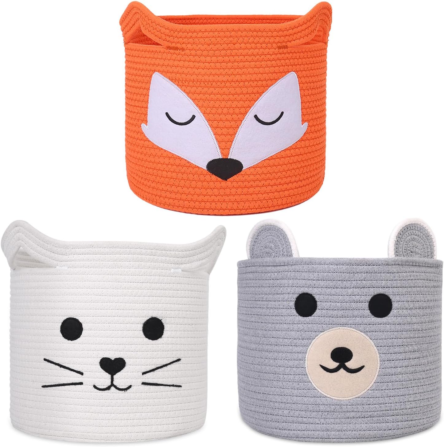 Panier de rangement Ours Grizzly 3 pièces 30×30×30 cm Vendos85 - Mathon