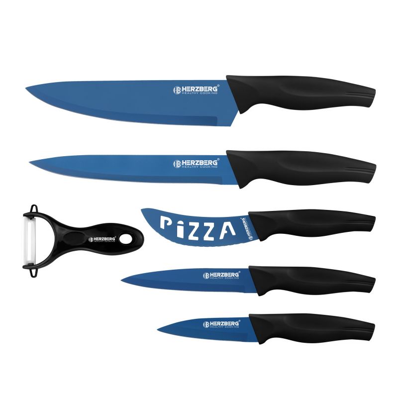 Set de 5 couteaux + économe bleu Herzberg HGKL6BLU Herzberg - Mathon - 2
