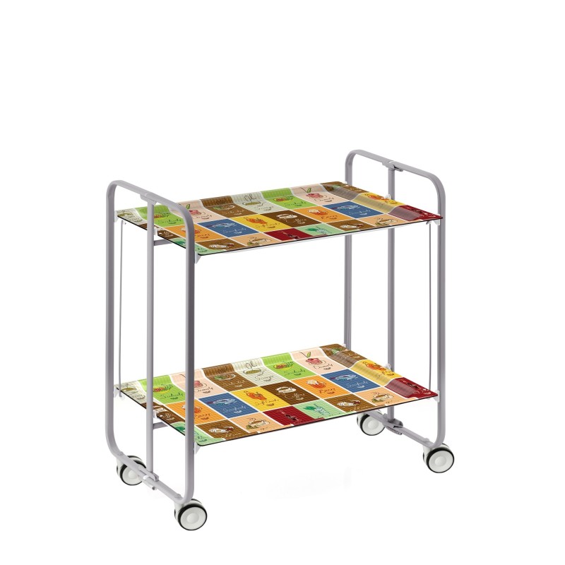 Desserte pliante 2 niveaux avec roulettes – structure gris aluminium, bauhaus Don Hierro - Mathon - 1