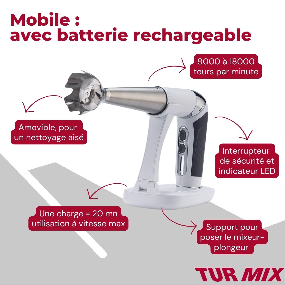 Ensemble mixeur plongeant sans fil Turmix Rotel - Mathon - 4