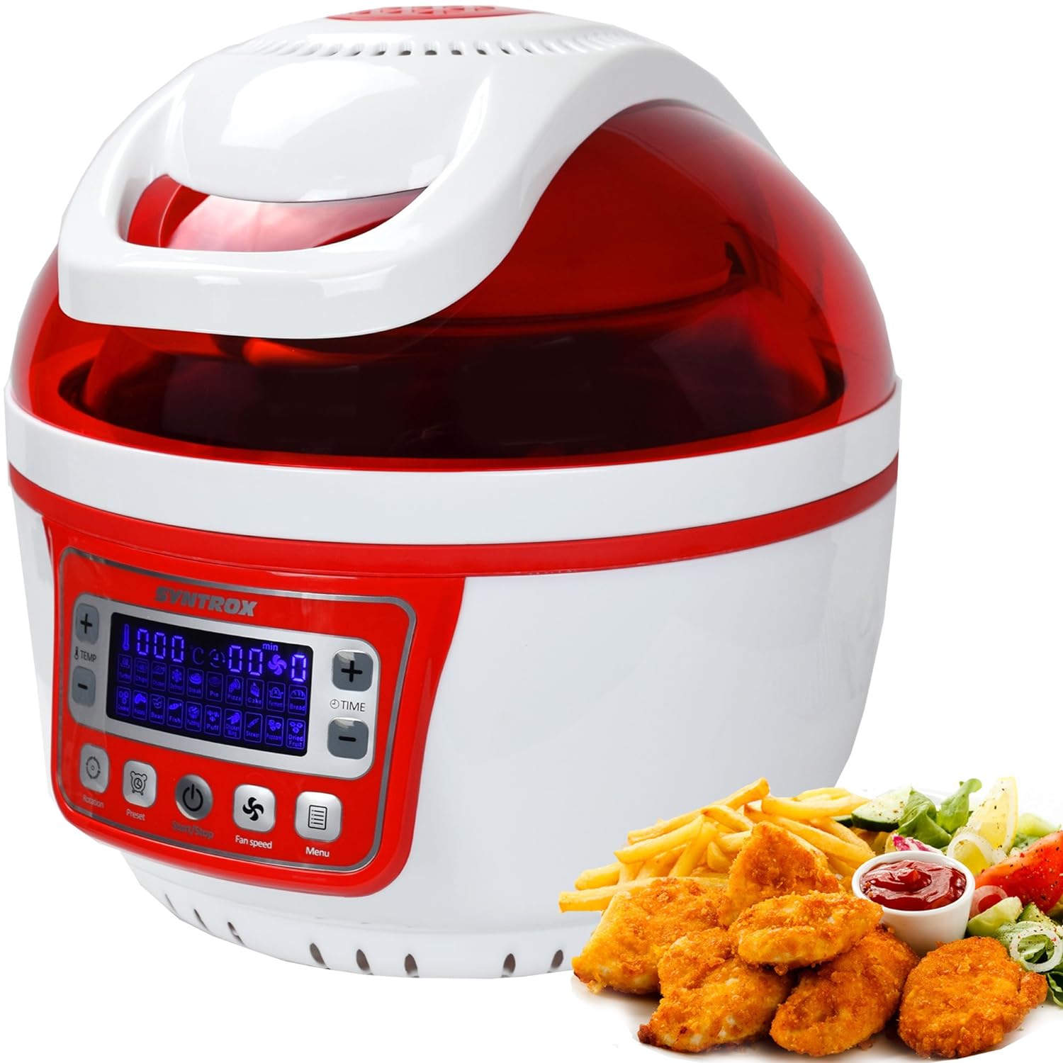 Friteuse à air chaud turbo avec écran LED 10L max. 250 ° rouge Syntrox - Mathon