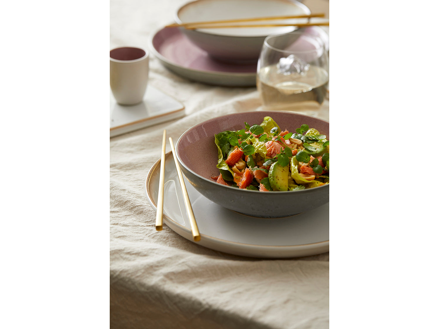 Assiette à pâtes GASTRO en grès Gris/Rose clair Bitz - Mathon - 6