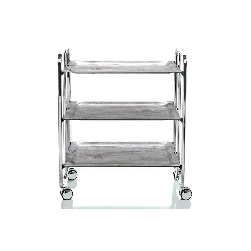 Desserte pliante 3 niveaux avec roulettes – structure chromée, bauhaus Don Hierro - Mathon - 1