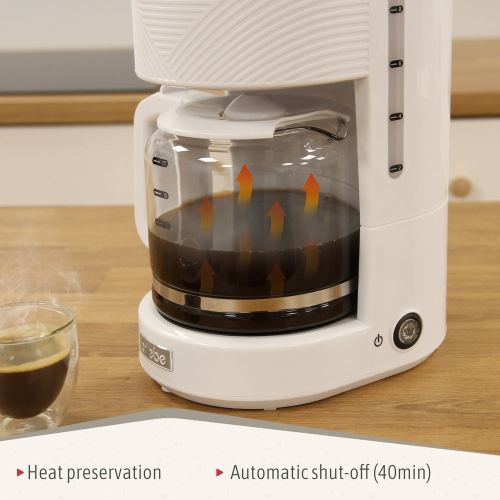 Elegance Cafetière Filtre 10 Tasses Machine à Café, Filtre Réutilisable 1,25L 1000 Blanc CM1171WHT - Mathon - 3