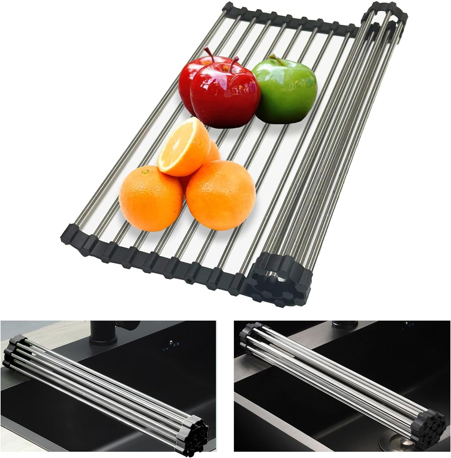 Séchoir Vaisselle Énroulable 44 X 38 cm noir Vendos85 - Mathon