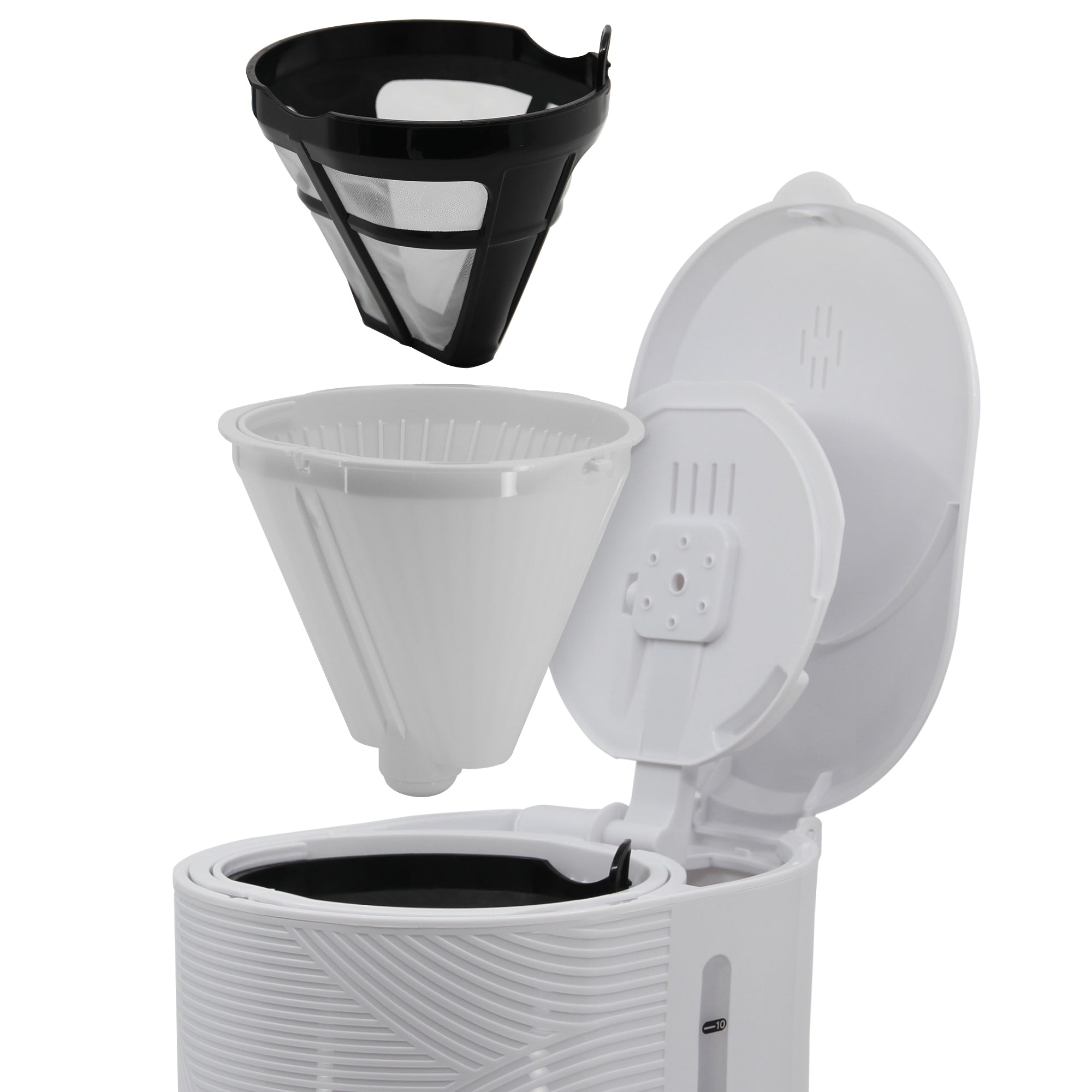 Elegance Cafetière Filtre 10 Tasses Machine à Café, Filtre Réutilisable 1,25L 1000 Blanc CM1171WHT - Mathon - 9