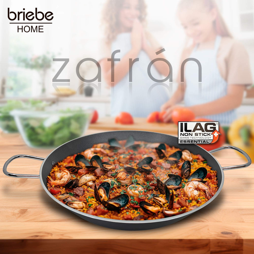 Poêle à Paella Induction, 42cm 9-10 Portions, Antiadhésive sans PFOA, Aluminium  Noir Zafrán - Mathon - 2
