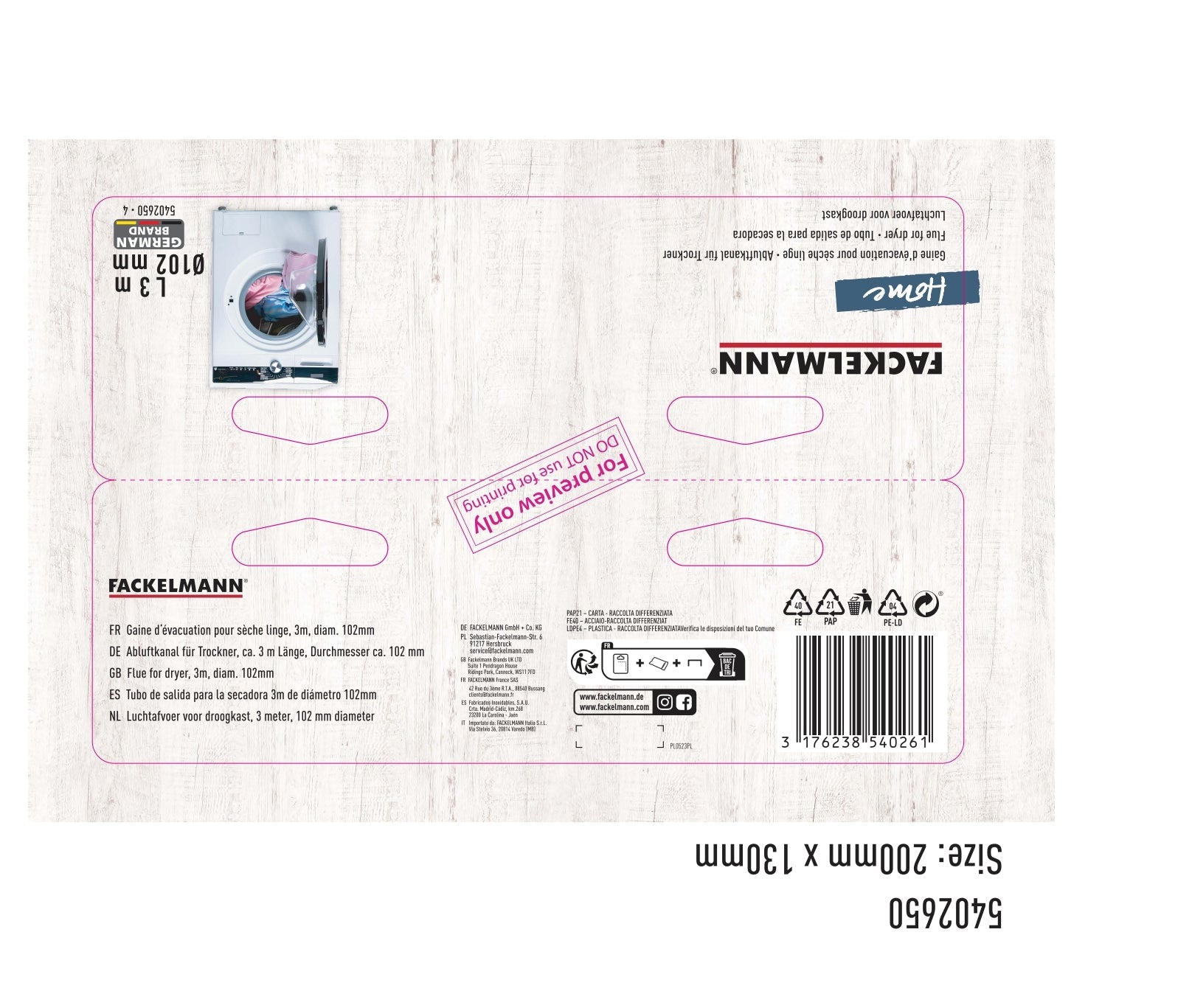 Tuyau Evacuation Sèche-Linge Fackelmann - Mathon - 8