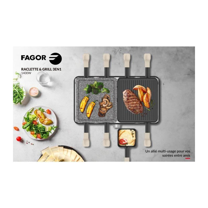 Raclette / Grill -   - Fgrg8 - 8 Personnes - Pierre De Cuisson - 1400w - Thermostat Réglable Fagor - Mathon - 5