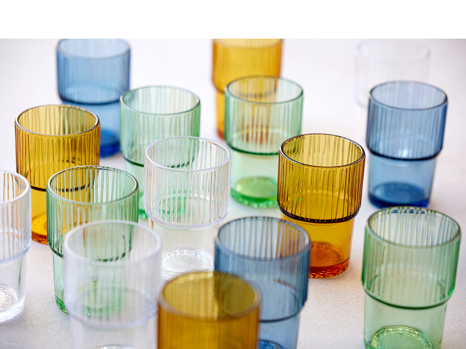 Set de 4 verres à café KUSINTHA en verre coloré Bleu Bitz - Mathon - 7