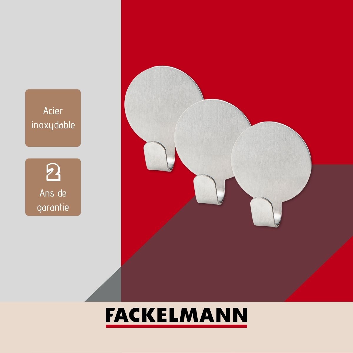 Lot de 3 crochet adhésifs ronds  Tecno Fackelmann - Mathon - 4