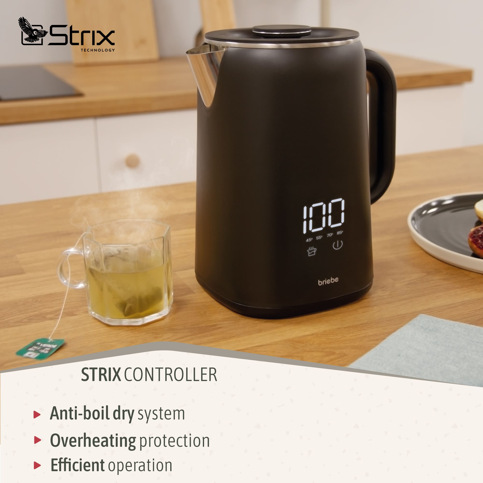 eBoil Bouilloire Électrique 1,7L Contrôleur de Température Numérique 45° à 100°C 1500 Noir KT1175BLK - Mathon - 7