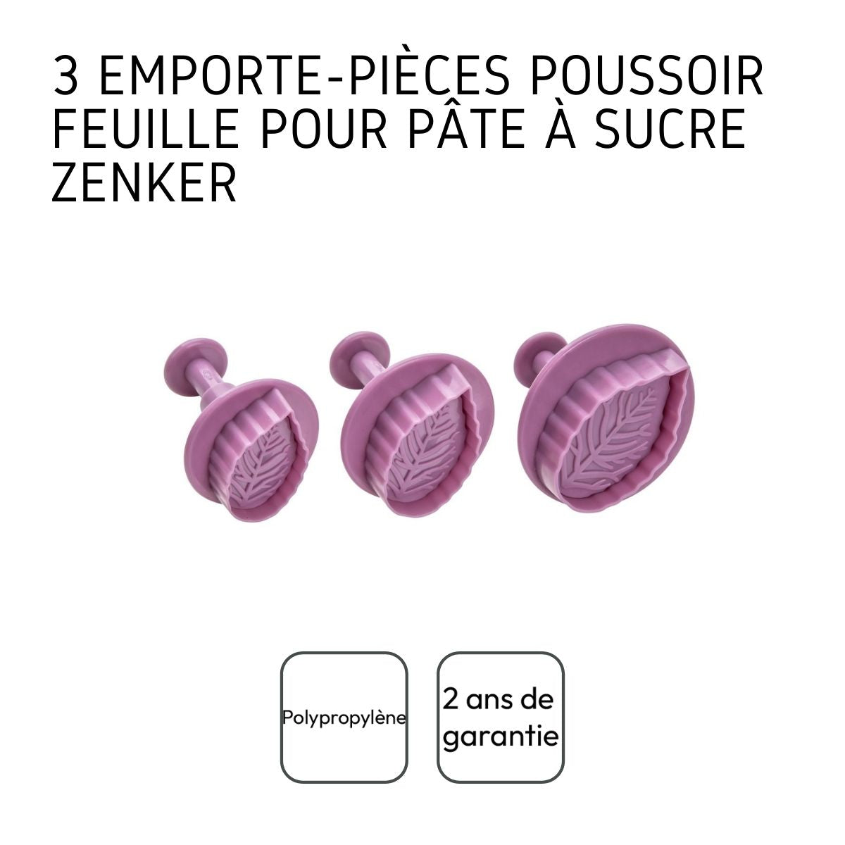 Lot de 3 emporte-pièces poussoir motif feuille Zenker Sweet Sensation Zenker - Mathon - 4