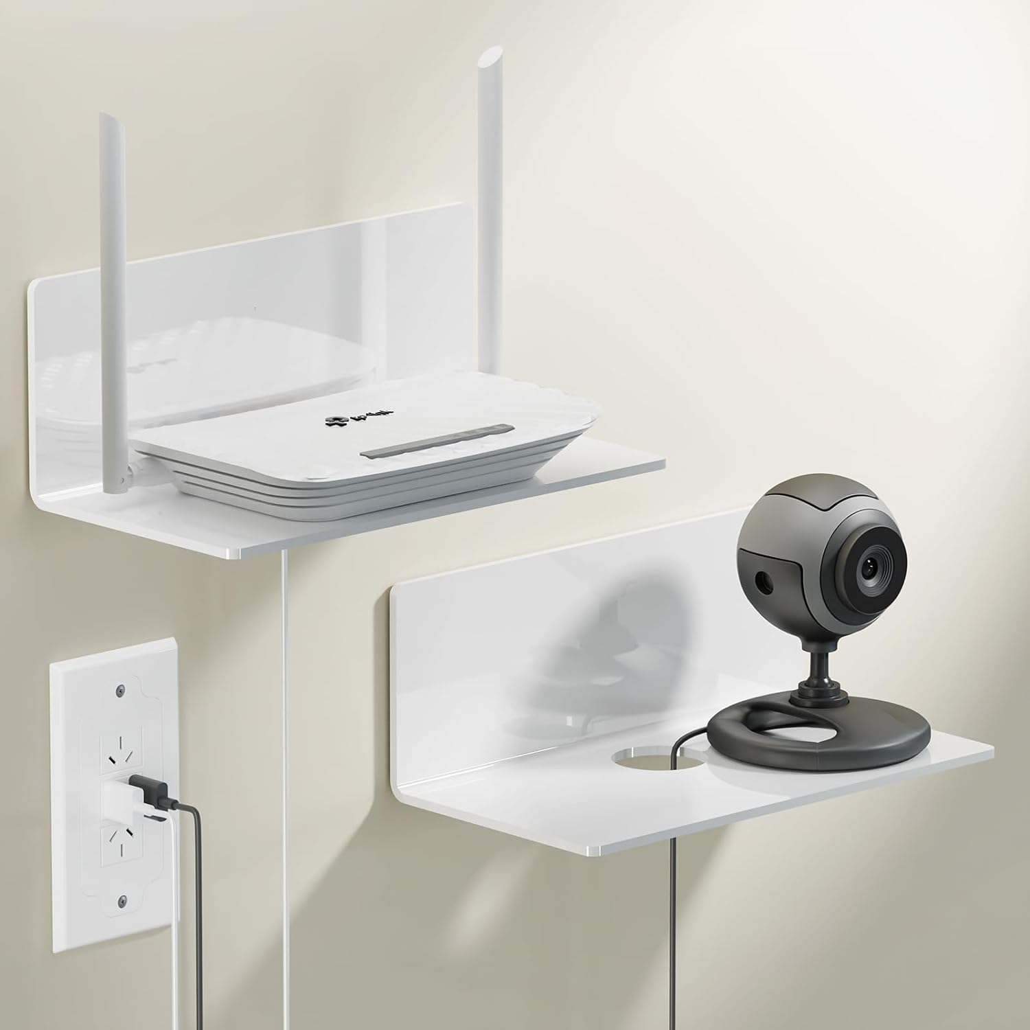 Lot de 2 Étagères sans Perçage de 23 cm pour Salon/Chambre/Bureau/Cuisine blanc Vendos85 - Mathon