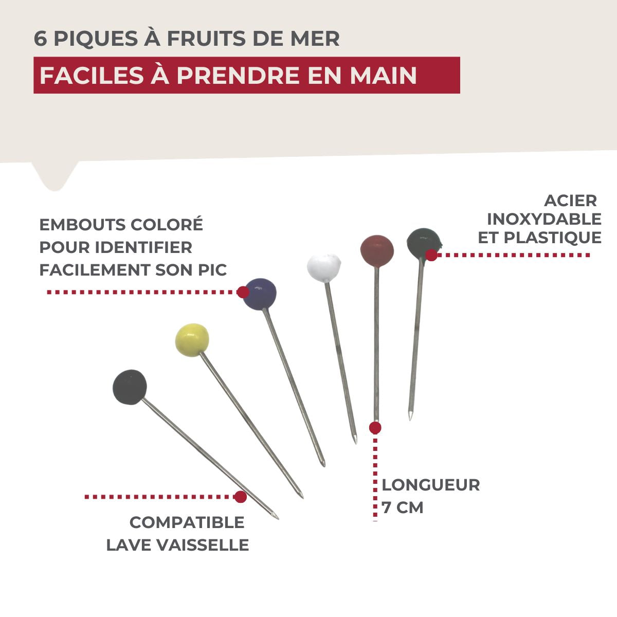 Lot de 6 pics à bigorneaux Fackelmann - Mathon - 7