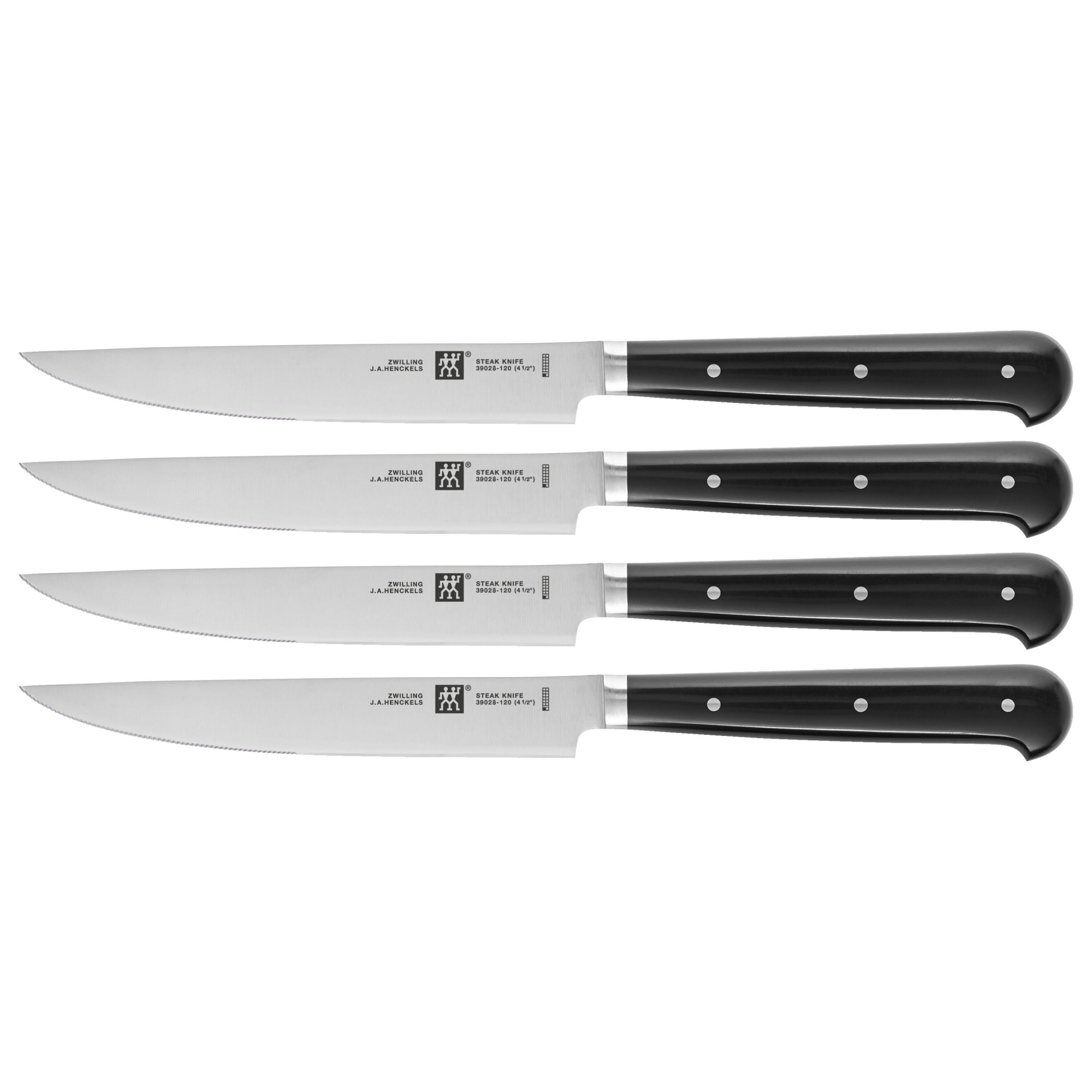 ZWILLING Set de Couteaux À Steak (4 pièces), Longueur : 29 cm, Acier Formule Spéciale, Manche Noir, série Steak-Sets Zwilling - Mathon