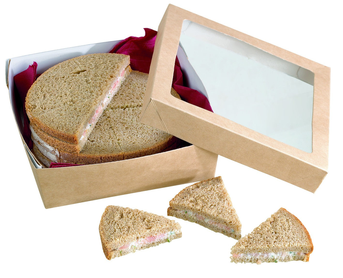 25Pcs - Boite "Kray" carrée carton brun avec couvercle à fenêtre  155x155x50mm 950ml FirstPack - Mathon - 3