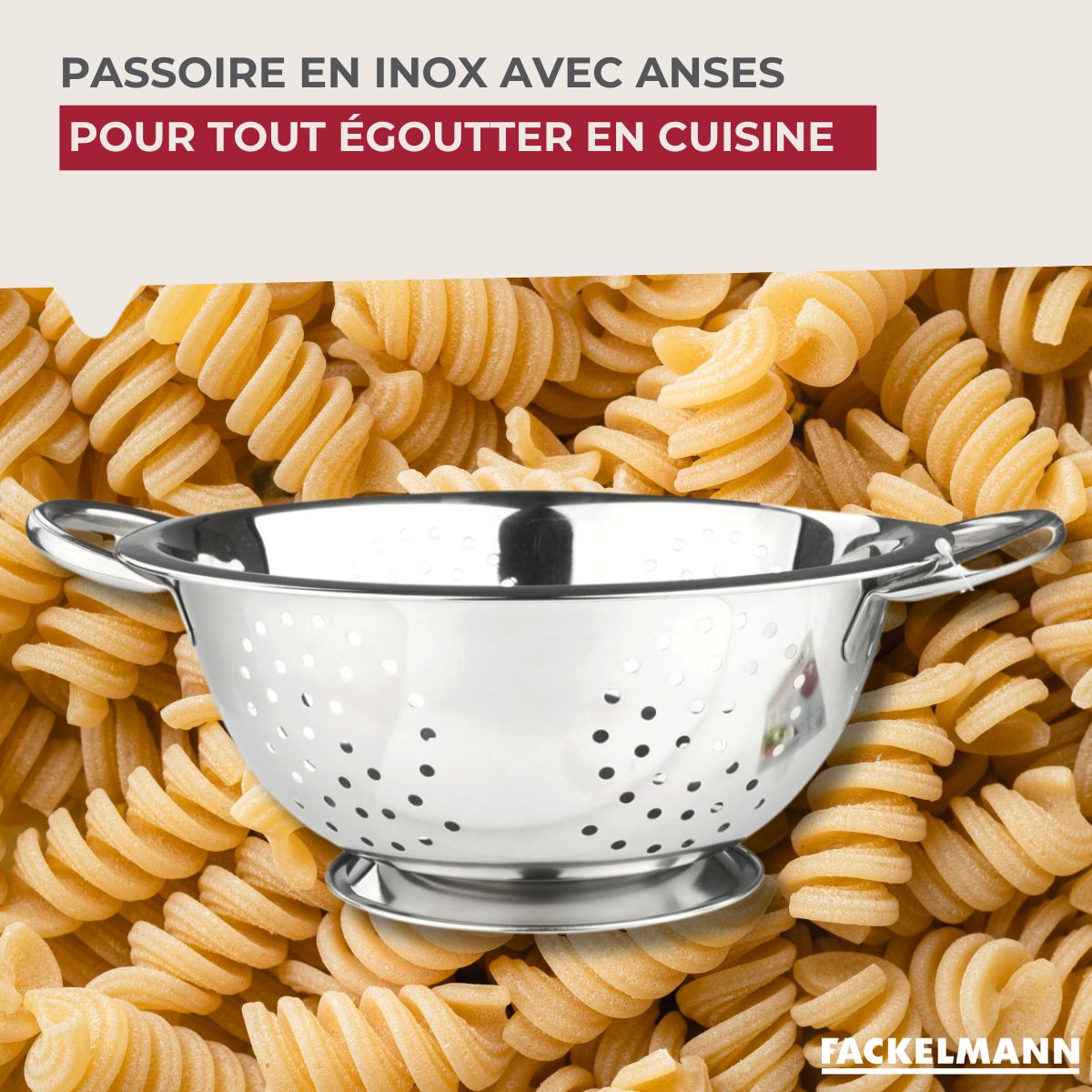 Ensemble de 2 Passoires inox 24 cm avec anses Fackelmann - Mathon - 2