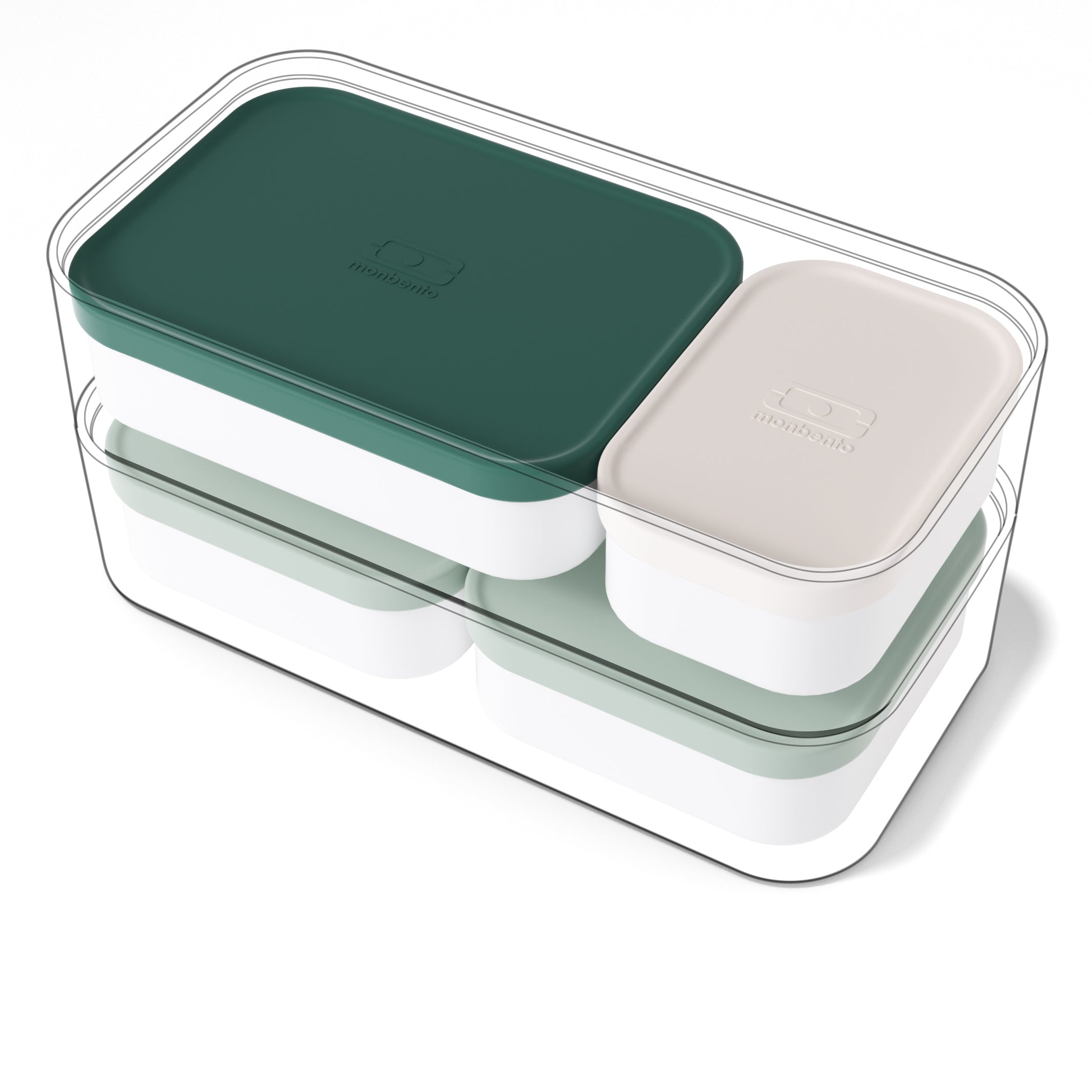 Boîtes compartiments pour lunch box monbento Extra Blanc et Vert Monbento - Mathon - 2