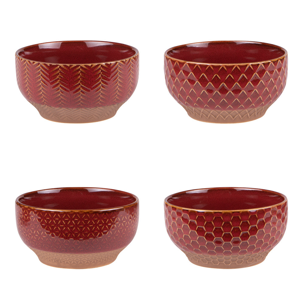 Coffret de 4 coupelles Jaspe Rouge 12 cm Table passion - Mathon - 1