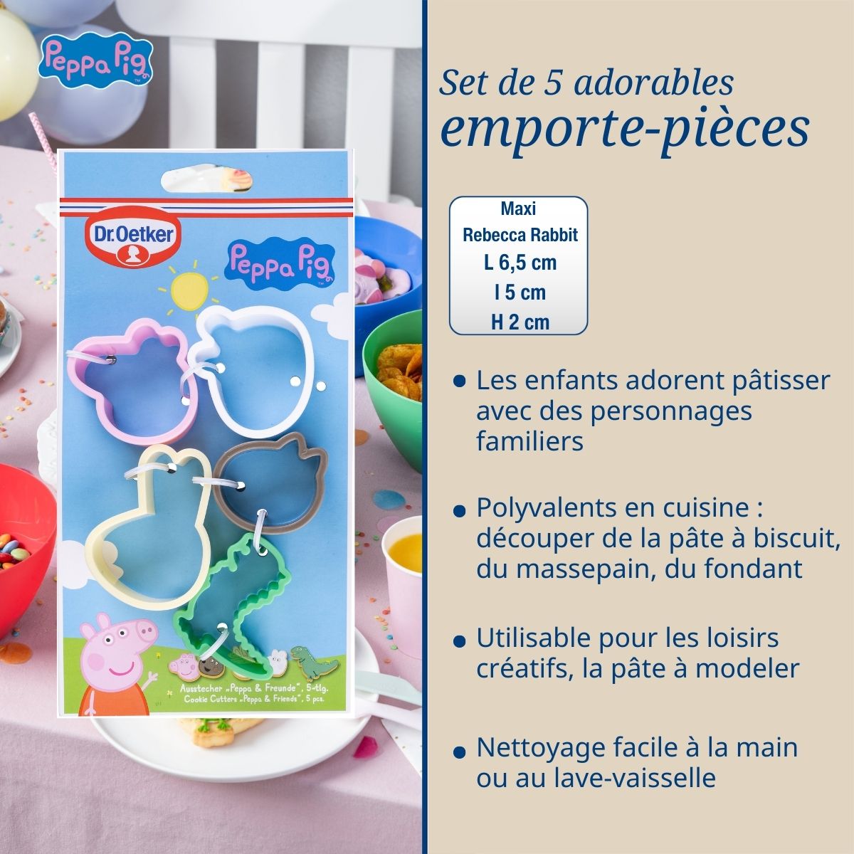 Ensemble de 5 emporte-pièces pour enfants Dr. Oetker Peppa Pig Dr. Oetker - Mathon - 3