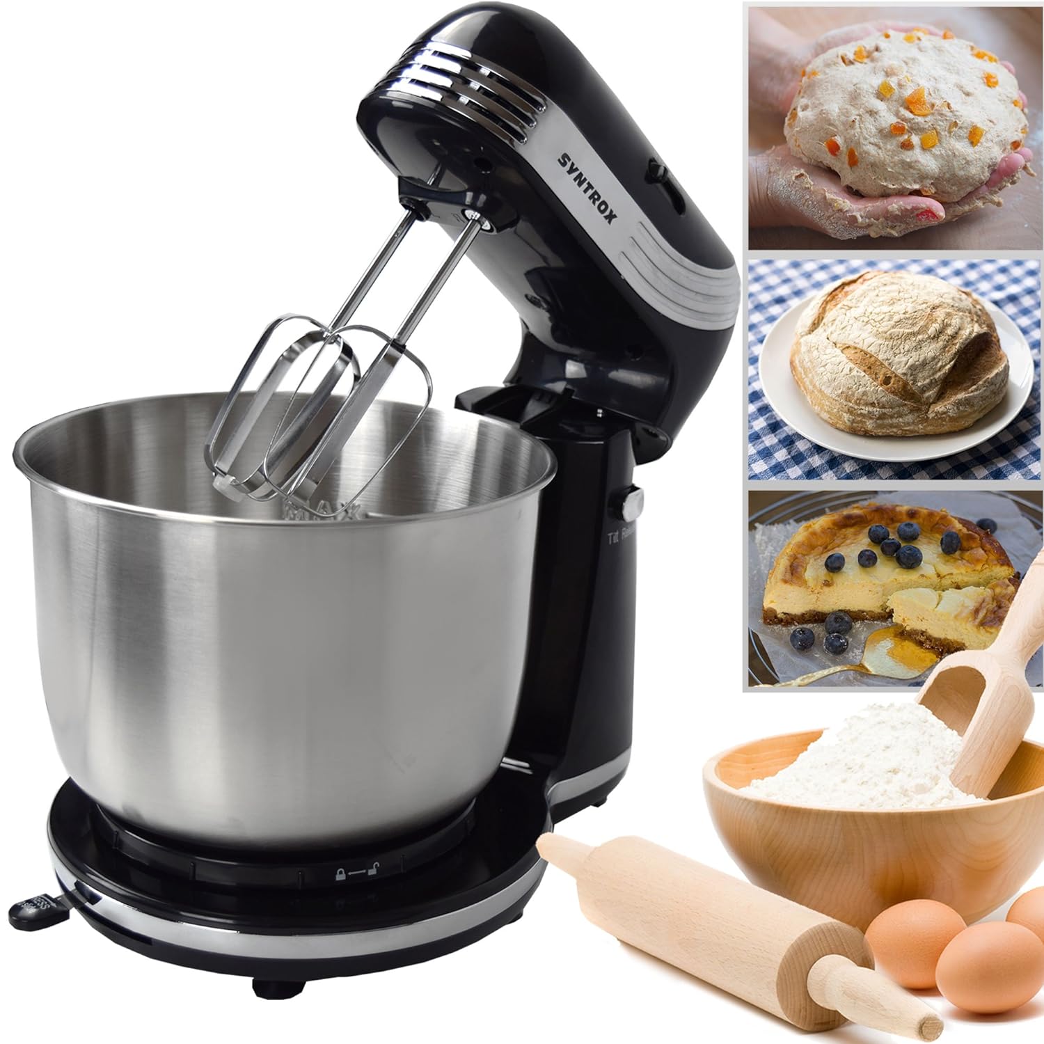 malaxeur de robot culinaire Noir de KM-250W Syntrox - Mathon