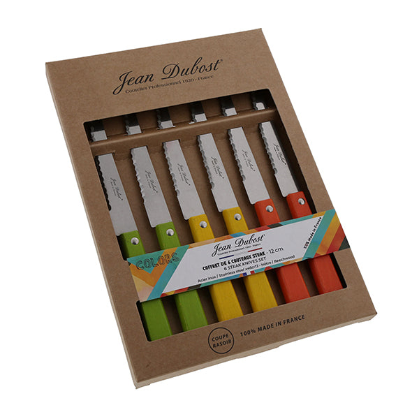 Coffret de 6 couteaux steak en bois de hêtre Tradition Colors Jean Dubost - Mathon - 4