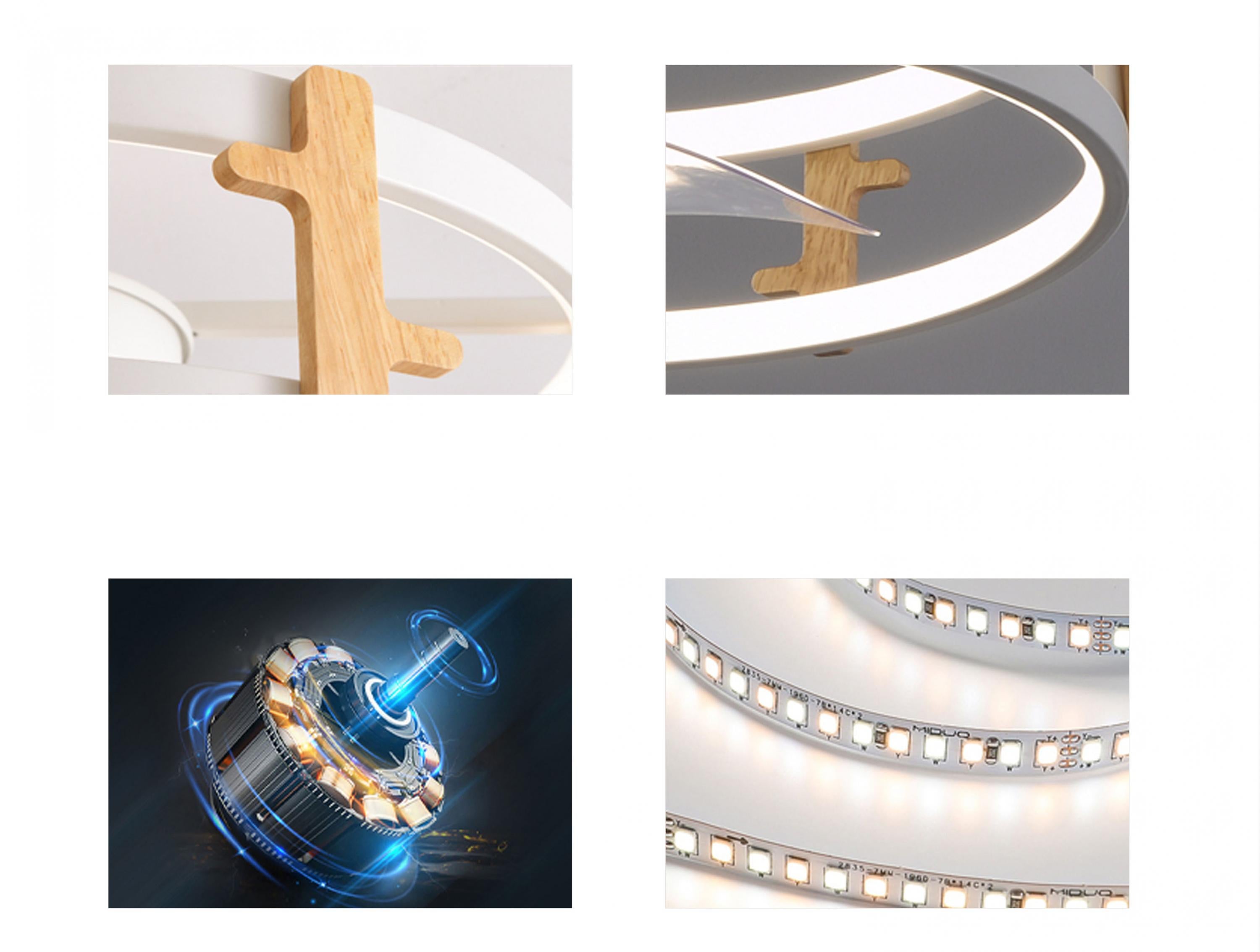 Lampe à ventilateur LED avec détails en bois Purline - Mathon - 2