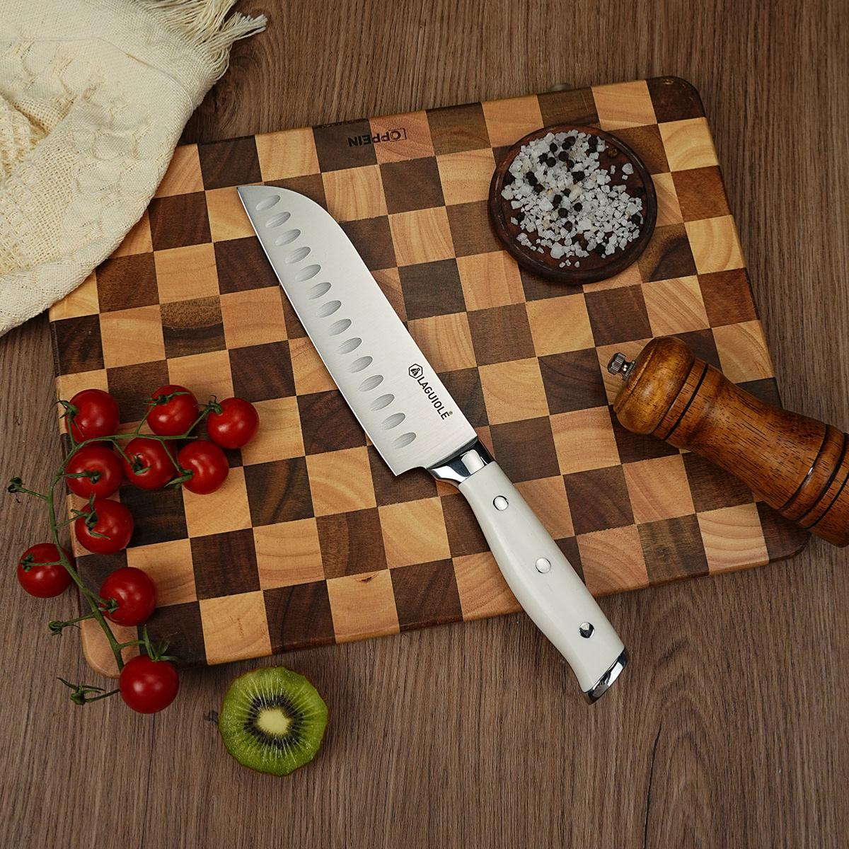 Couteau santoku blanc 32cm - "Elégance" Laguiole Cuisson - Mathon - 3