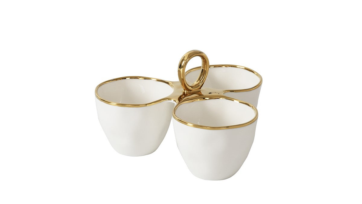 Plat 3 sections - 22,2x22,2x8,3cm - GOLDEN HANDLES Pampa Bay - Mathon