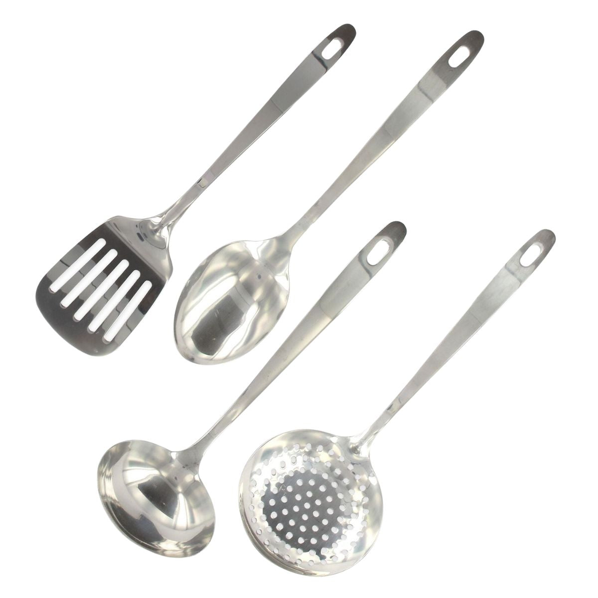 Ensemble de 4 ustensiles de cuisine en inox louche spatule ajourée cuillère et écumoire  Oxford Fackelmann - Mathon - 1