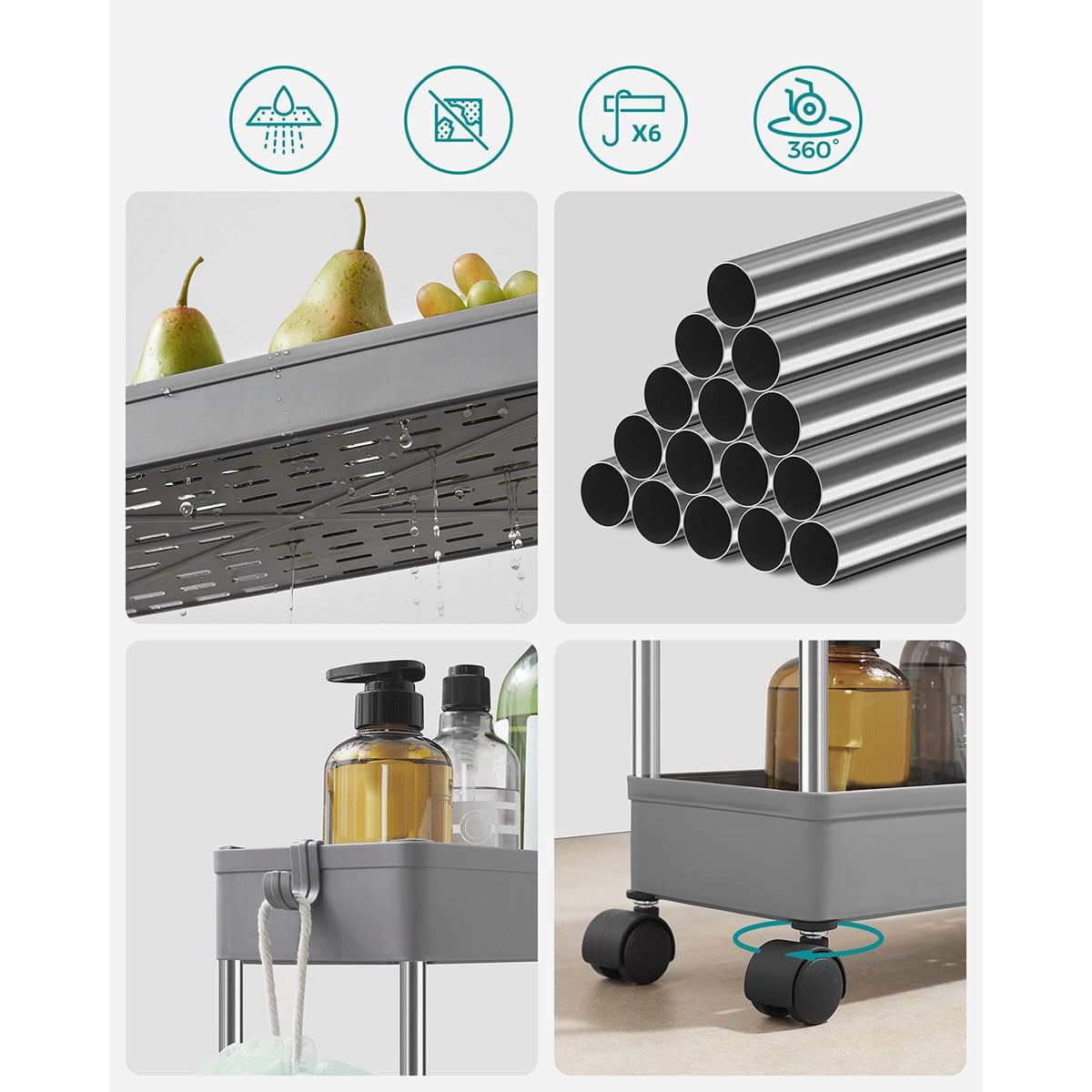 Desserte à roulettes à 4 étages - H88 cm Calicosy - Mathon - 5