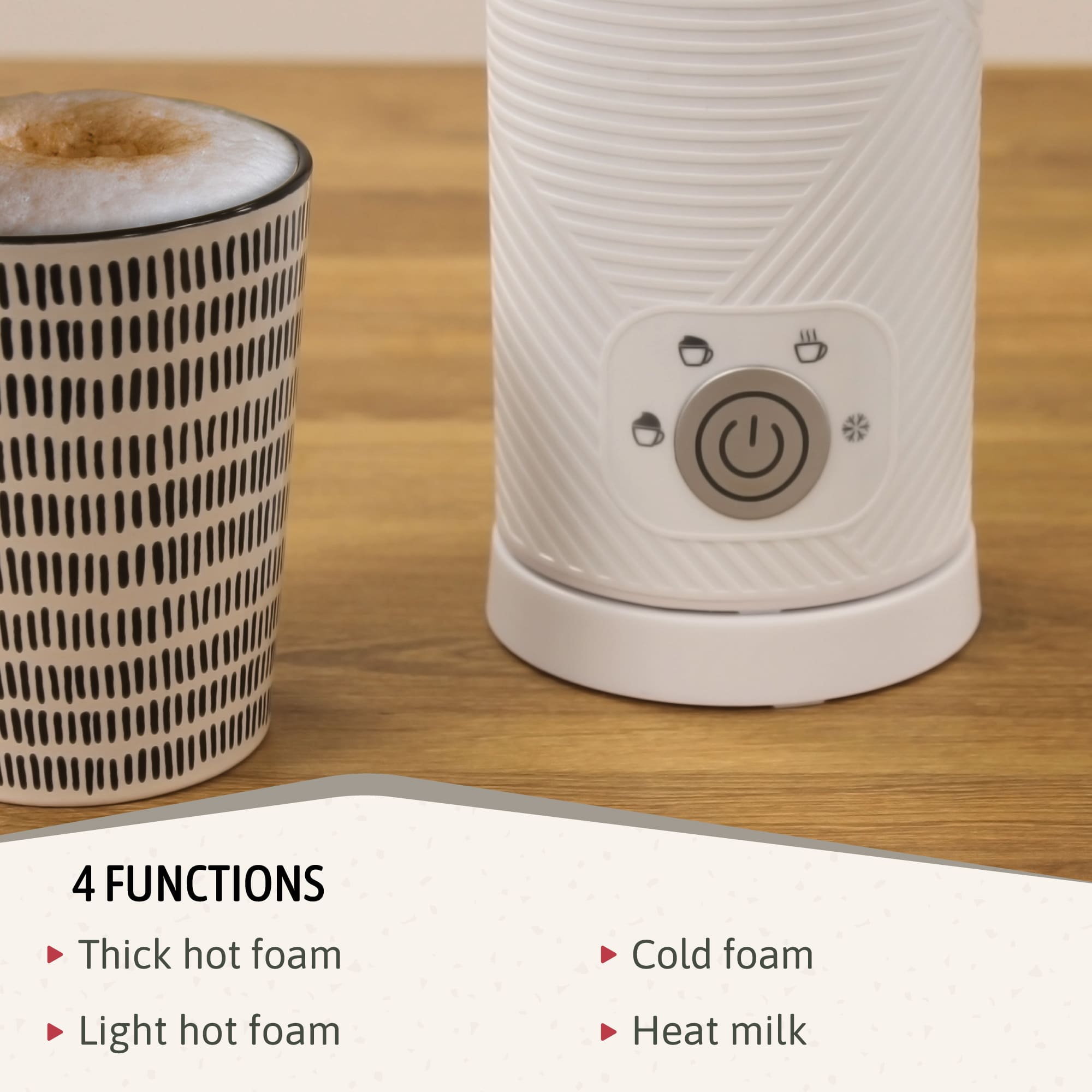 Elegance Mousseur à Lait Électrique, Réchauffeur Mousseur Froid/Chauffant 130ml 500 Blanc MF1172WHT - Mathon - 3