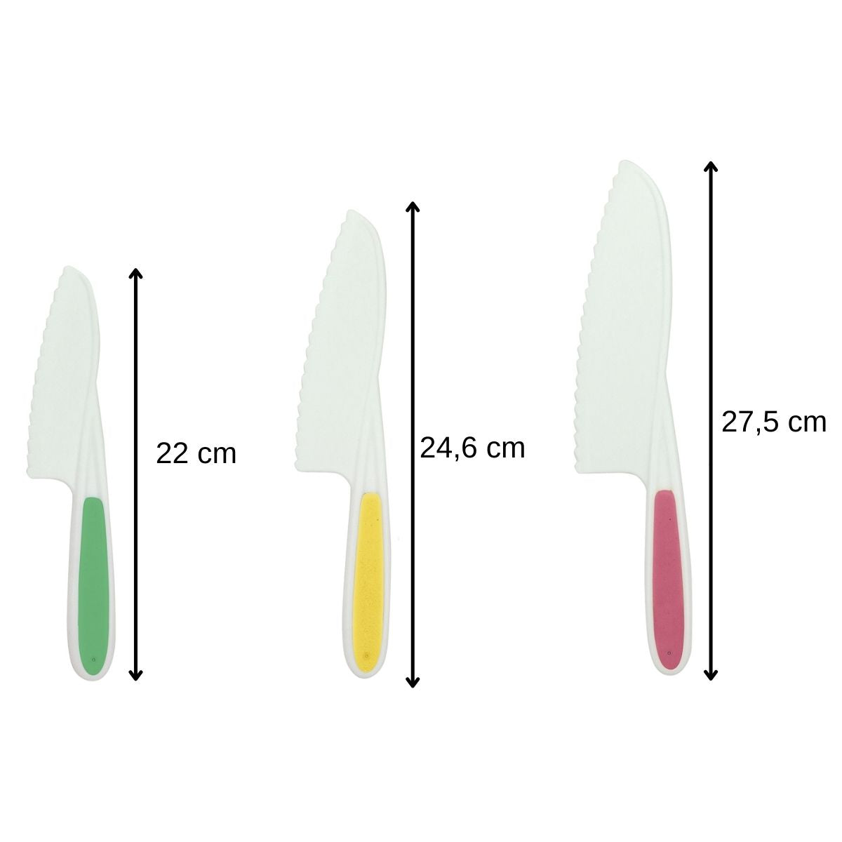 3 couteaux de cuisine pour enfants 22 à 27 cm  Mini Monster Fackelmann - Mathon - 3