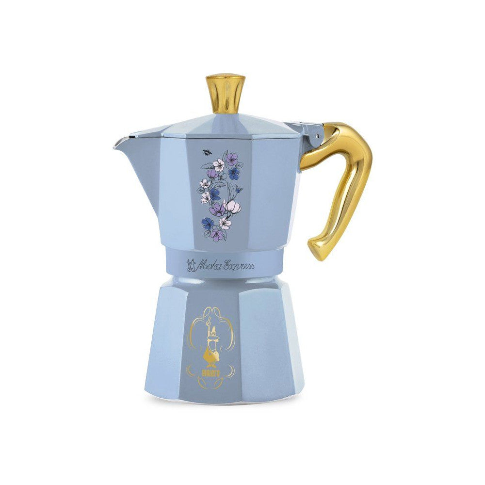 Cafetiere Italienne -   - Moka Express - Collection Birdgerton - 6 Tasses - 250 Ml - Bleu / Fleurs Bialetti - Mathon - 1