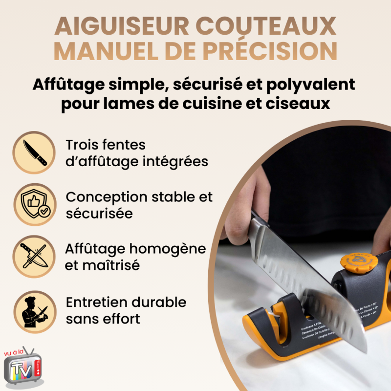 AIGUISE TOUT REGLABLE - Aiguiseur de couteaux professionnel à 3 niveaux Venteo - Mathon - 2
