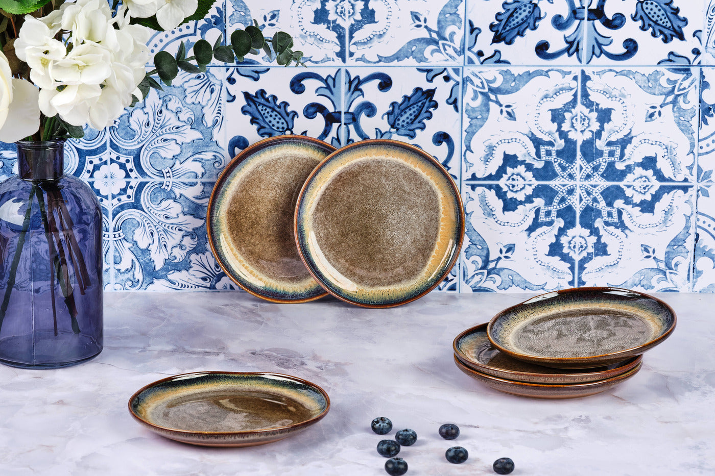 Lot de 6 assiettes à pain en grès marron D16.5 Björn - Mathon - 2