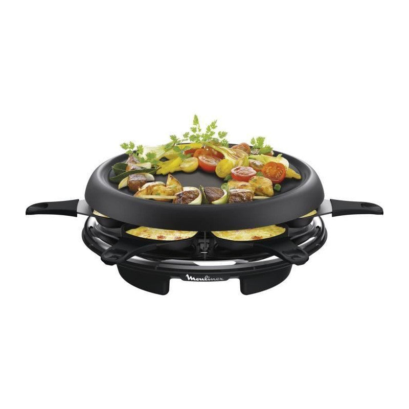 Re151812  Appareil A Raclette Multifonctions  Plancha Et Crepes 6 Personnes Noir Moulinex - Mathon - 2