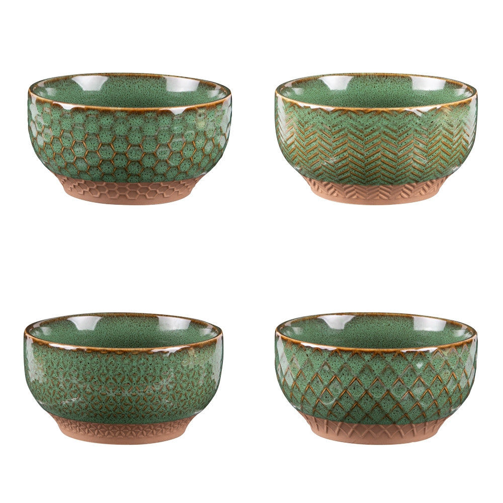 Coffret de 4 coupelles Jaspe 12 cm vert Table passion - Mathon - 1