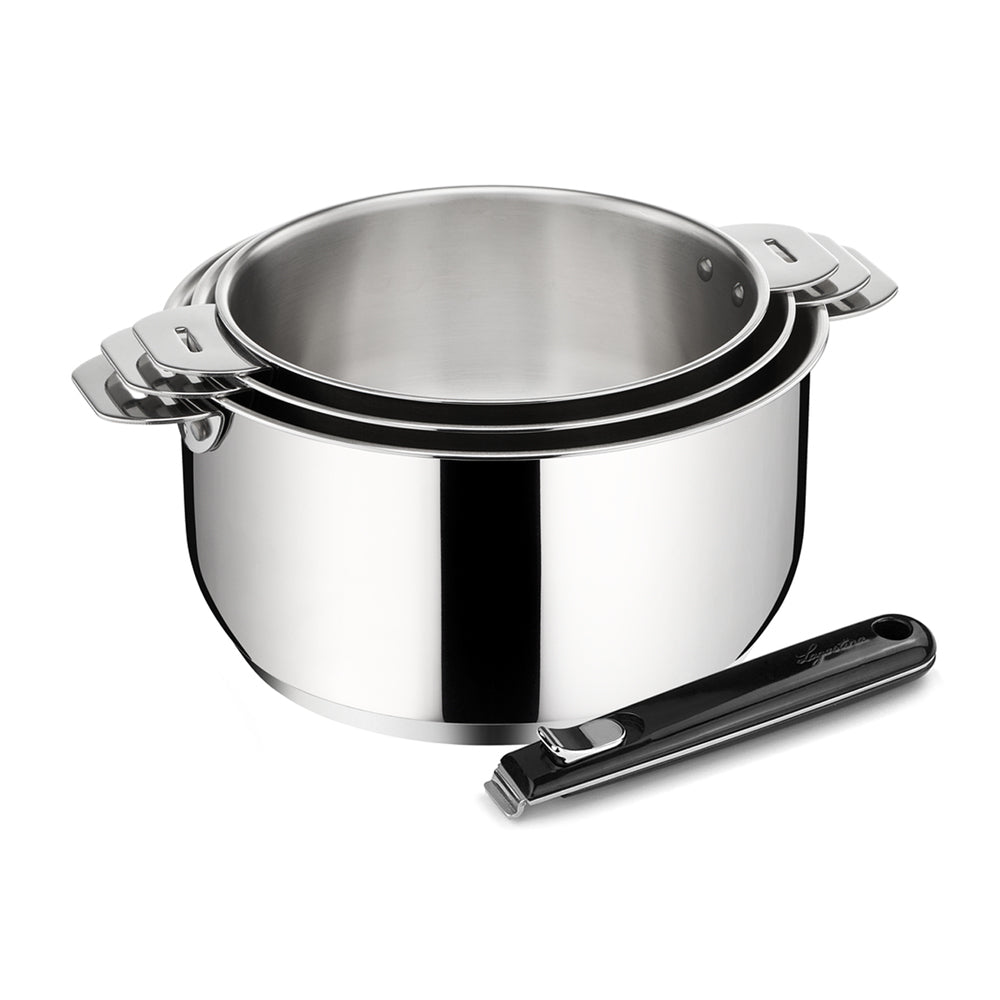 Série de 3 casseroles Salvaspazio 16/18/20 cm avec poignée Lagostina - Mathon